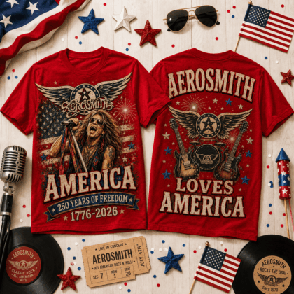 AER America 250 Years of Freedom Tribute T-Shirt - All-Over Print, Polyester-Cotton Blend