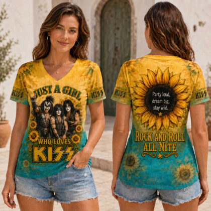 KSS Sunflower Women's V-Neck T-Shirt - All-Over Print