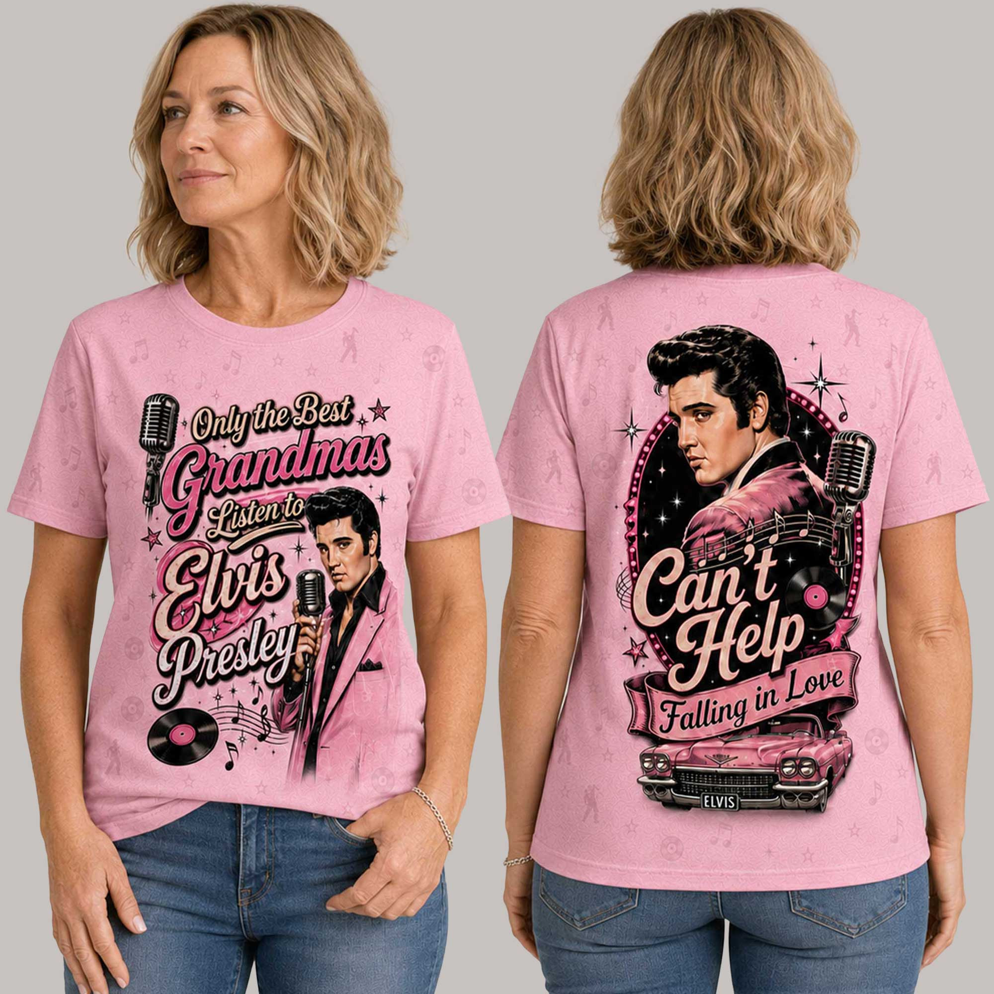 Elvis Presley Retro Music All-Over Print T-Shirt