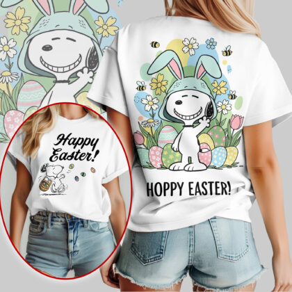 All Over Print T-Shirt with Peanut Design - Polyester