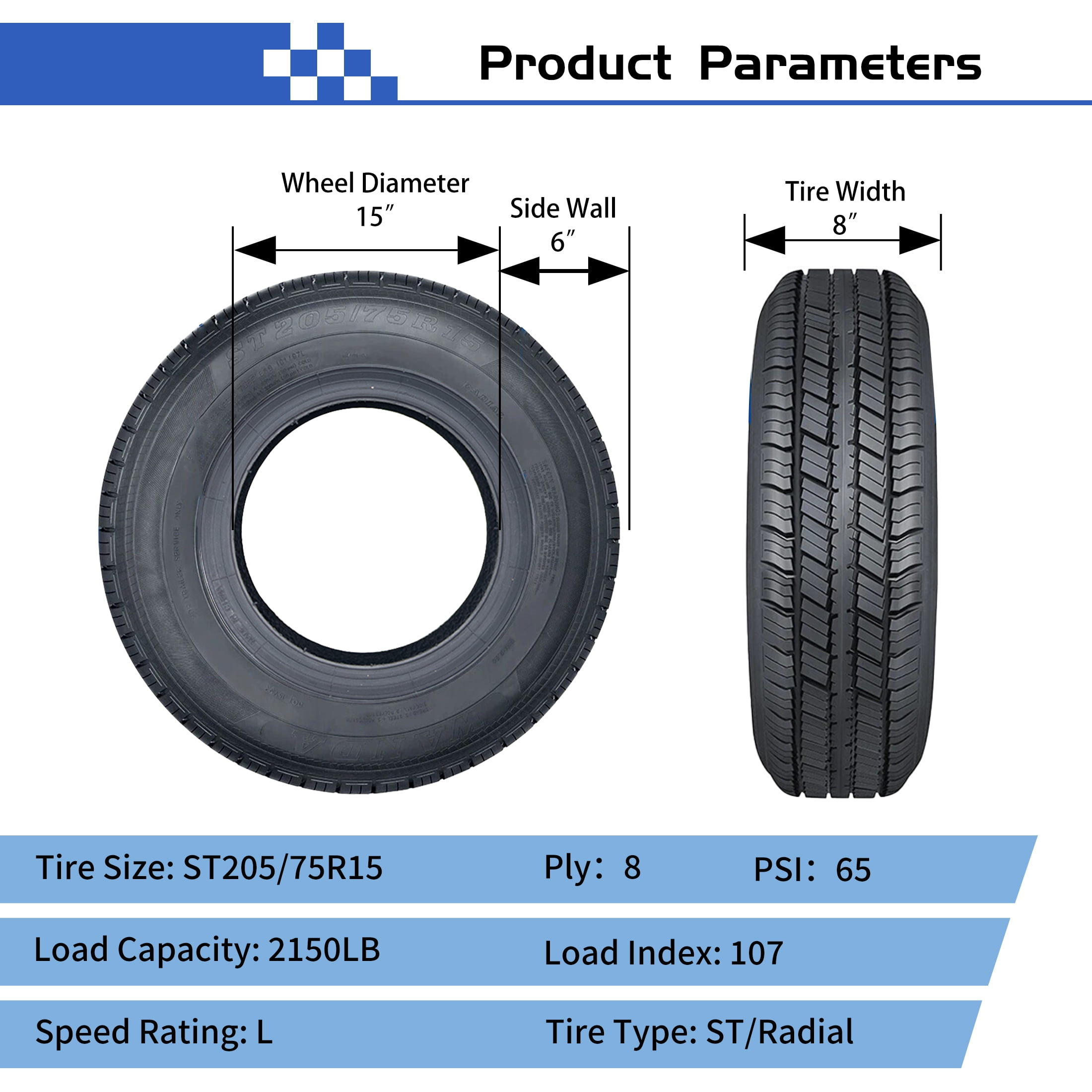 Hi-Run WR089 ST205/75R15 8PR 107/102L D Trailer Tire - Image 4