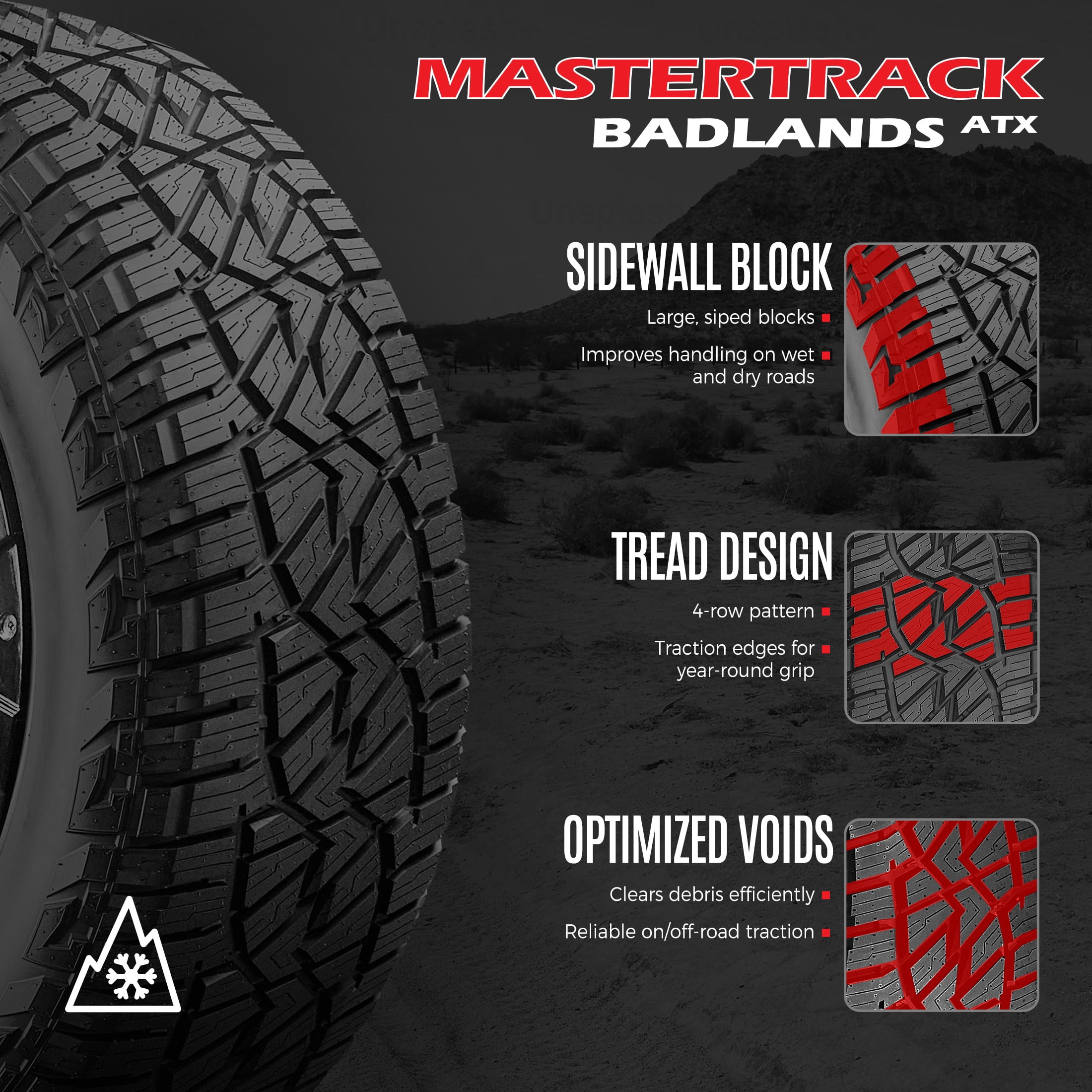 Mastertrack Badlands ATX 225/60R18 100H All Terrain SUV/CUV Tire - Image 5