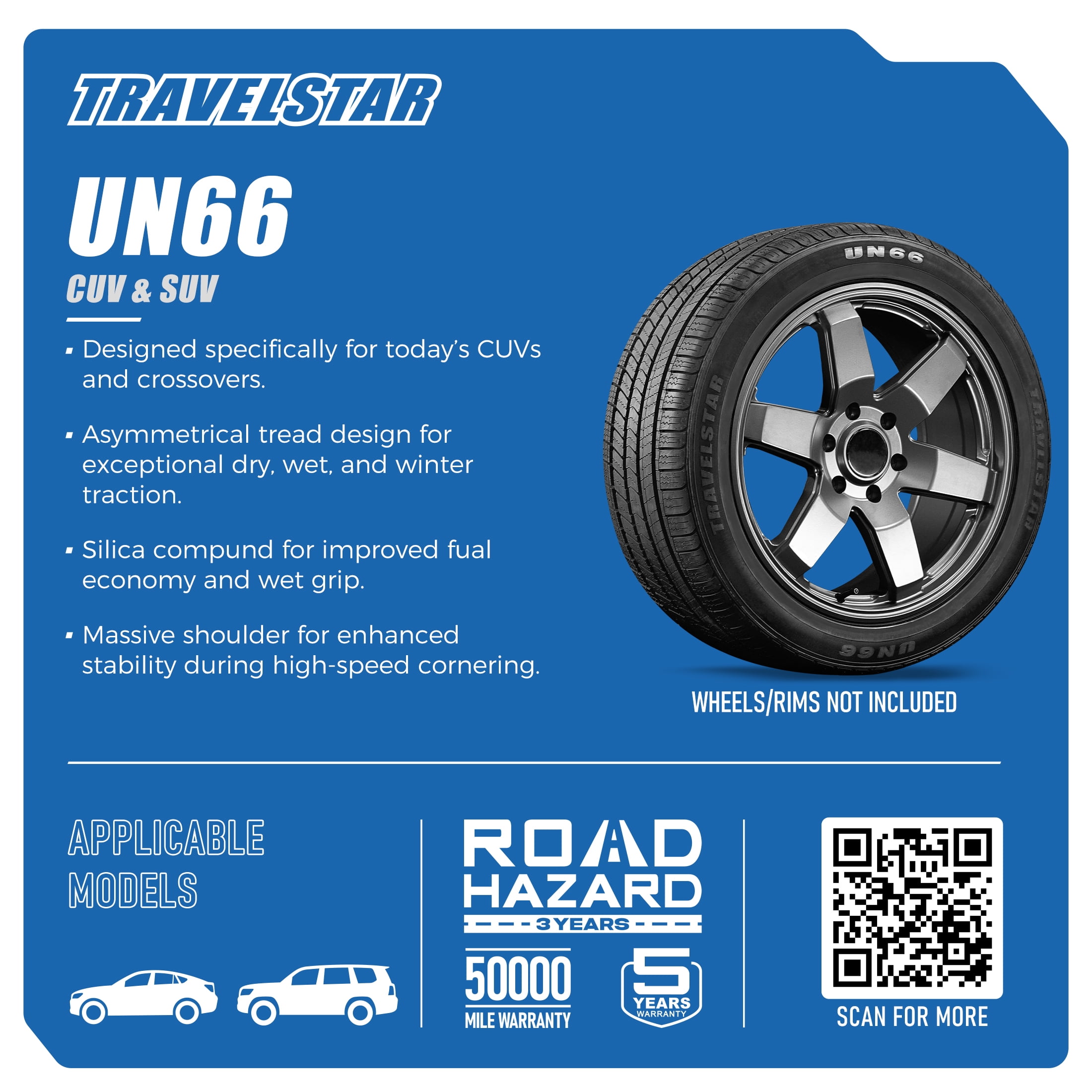 Travelstar UN66 All Season 235/65R17 104H CUV/SUV Passenger Tire 235/65/17(Tire Only) - Image 3